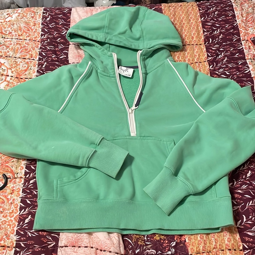 Green offline by aerie quarter zip hoodie